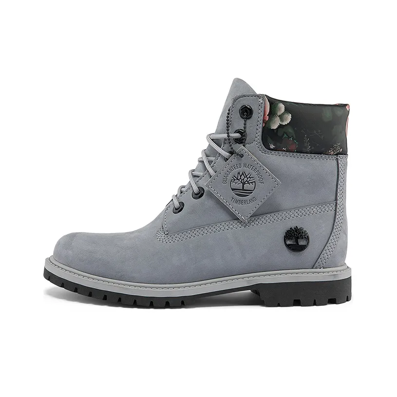 Timberland 6 Inch Heritage Waterproof Boot 'Medium Grey With Floral' Women's