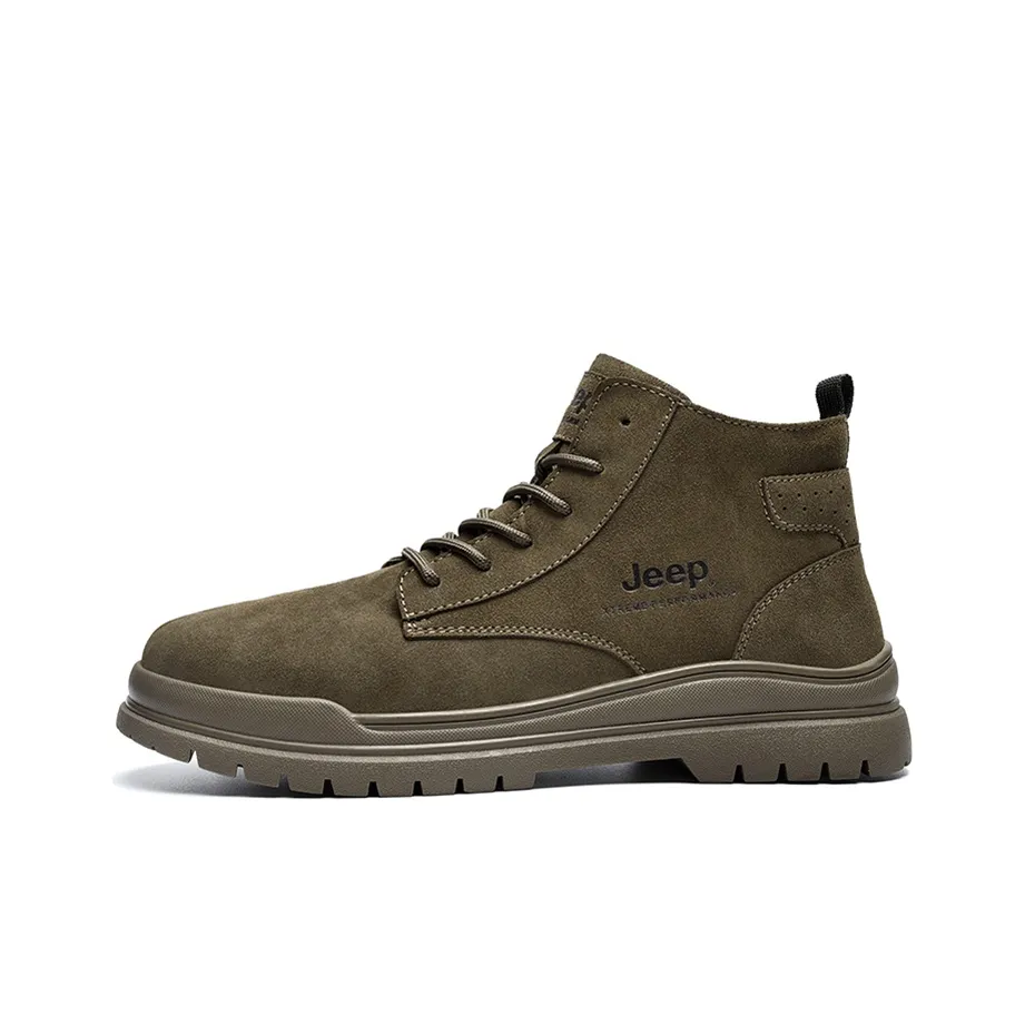 Jeep Ankle Length Martin Boot High Top Men's Army Green