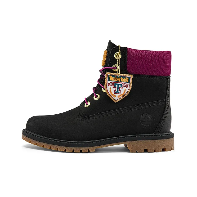 Timberland Heritage 6 Inch Waterproof Boots 'Black Nubuck With Pink' Women's