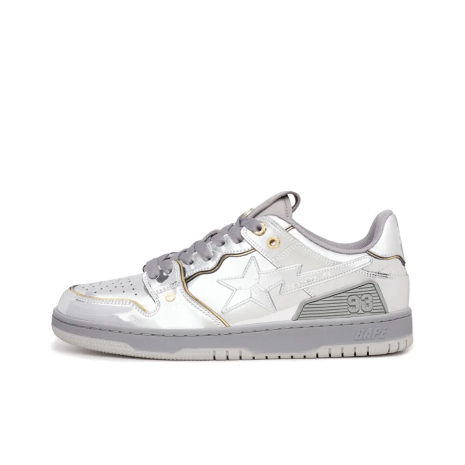 HajimeSorayama x H100 Mid Wtp Sneaker Men SK8 STA Stylish Skateboarding Shoes Men's Metallic Silver Vintage Version