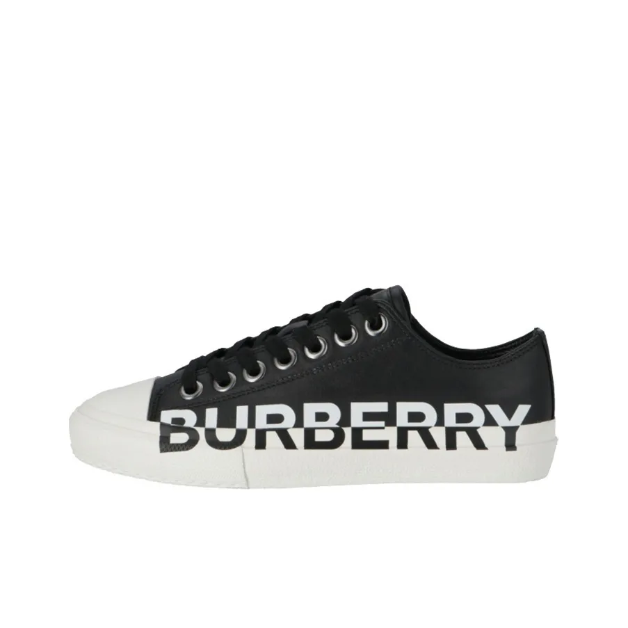 Burberry Logo Print Two Toned Sneakers 'Black Cotton White Sole' Women's