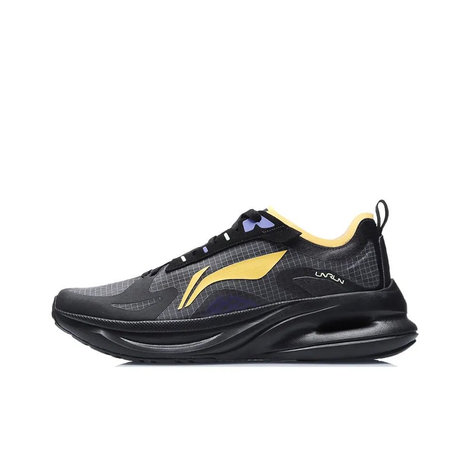 LiNing Support Shock Absorption Low Top Running Shoes Unisex Black Yellow