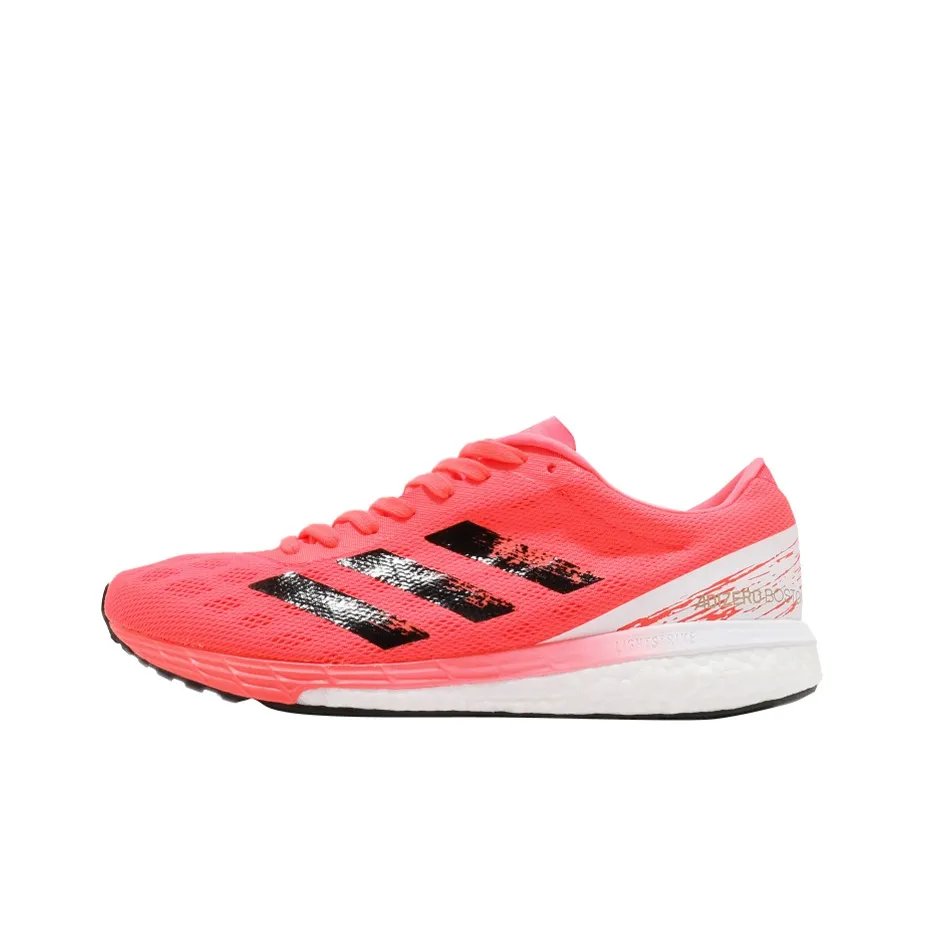 Adidas Adizero Boston 9 Амортизаторы Slip-resistant Abrasion-resistant Низкий топ Беговые кроссовки Женские Красный Белый Черный