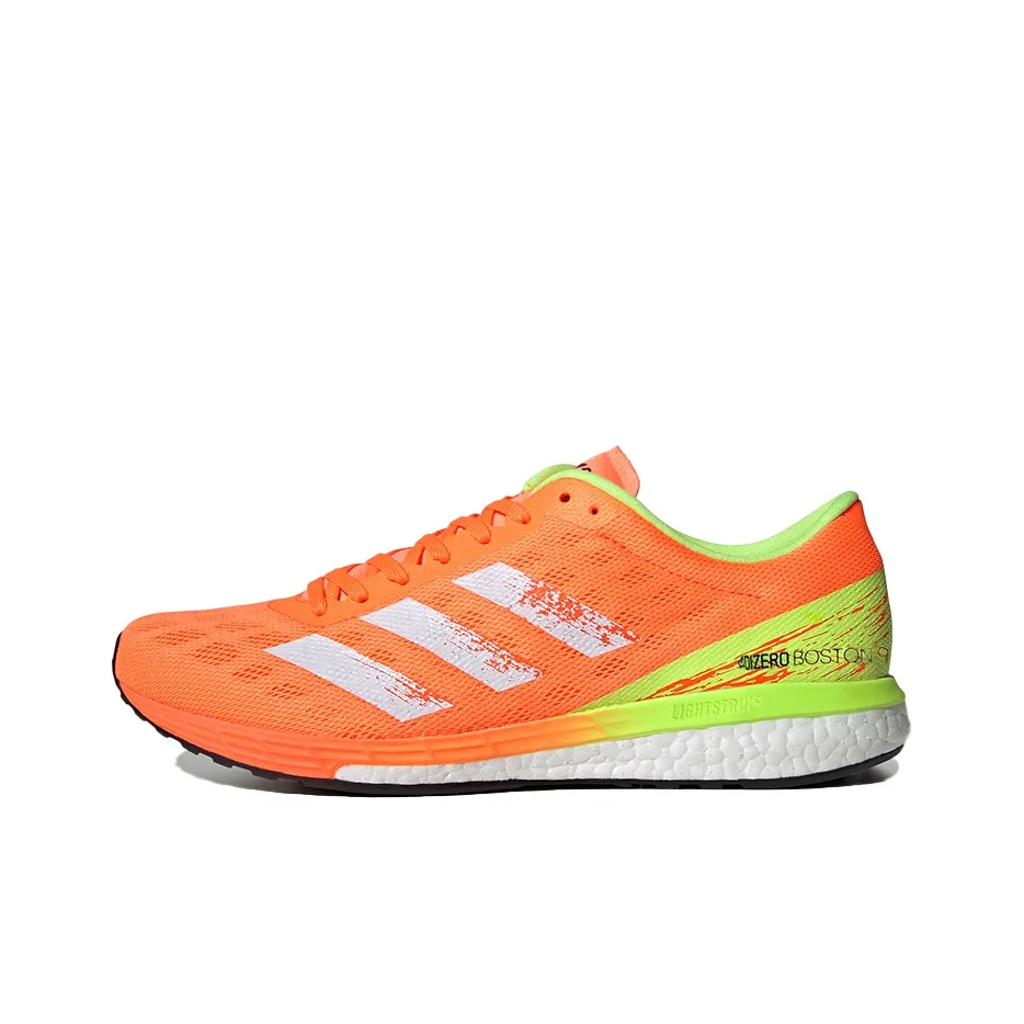 Adidas Adizero Boston 9 Амортизаторы Slip-resistant Abrasion-resistant Низкий топ Беговые кроссовки Unisex Оранжевый Зеленый