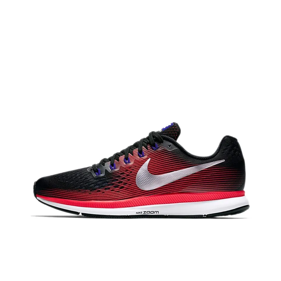 Nike Pegasus 34 Air Zoom Дышащие Низкие Кроссовки для тенниса Мужские Черные Красные