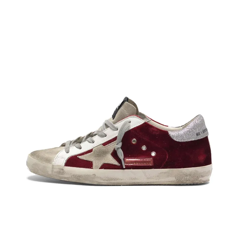 Golden Goose Super Star Stylish Skateboarding Shoes Women's White Red Silver