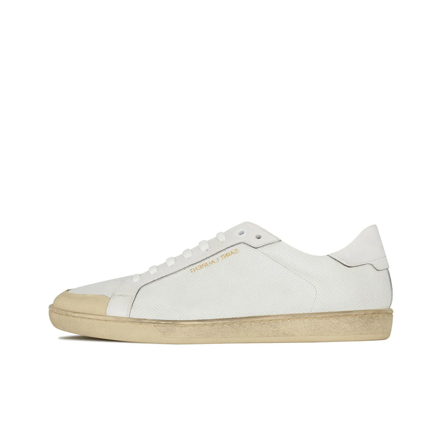 SAINT LAURENT Court Classic SL/39 Low Perforated Leather Ivory
