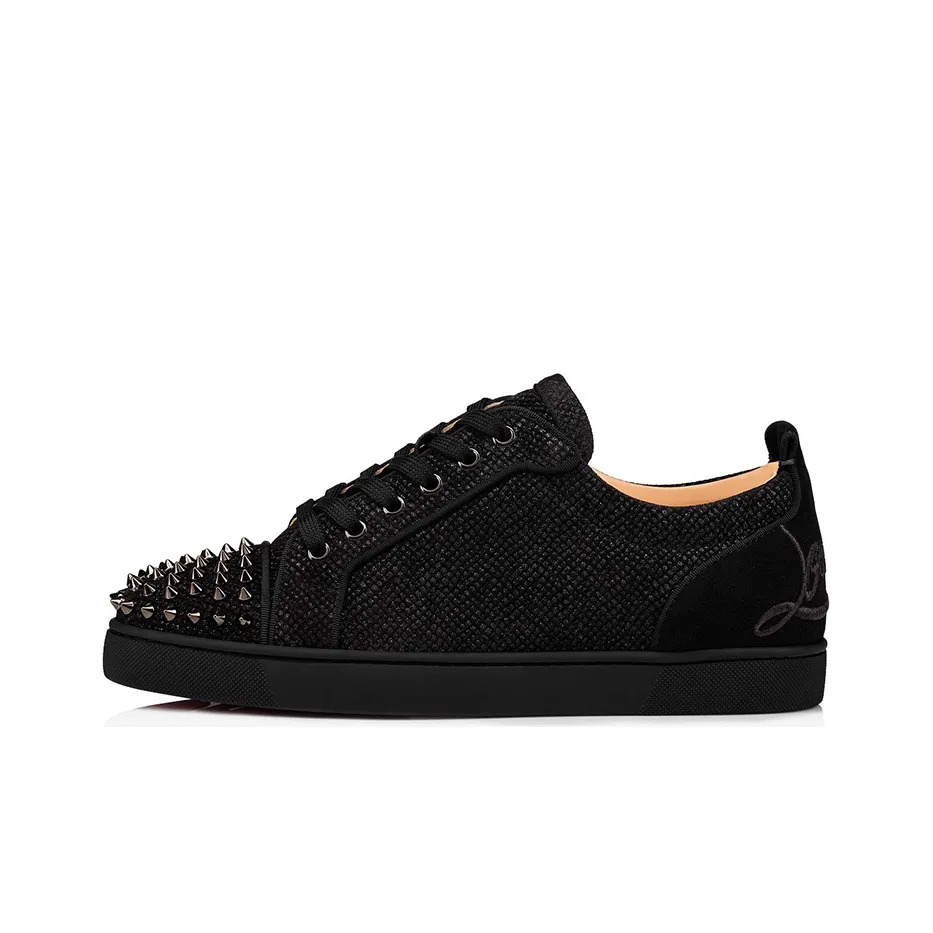 Christian Louboutin Fun Louis Junior Spikes Flat Black Velvet