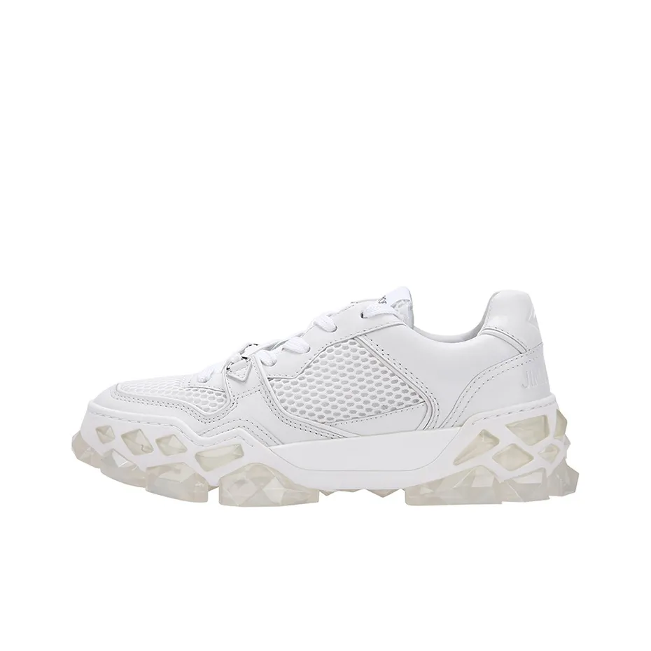 Jimmy Choo Diamond Low Top Sports Casual Shoes Women's White