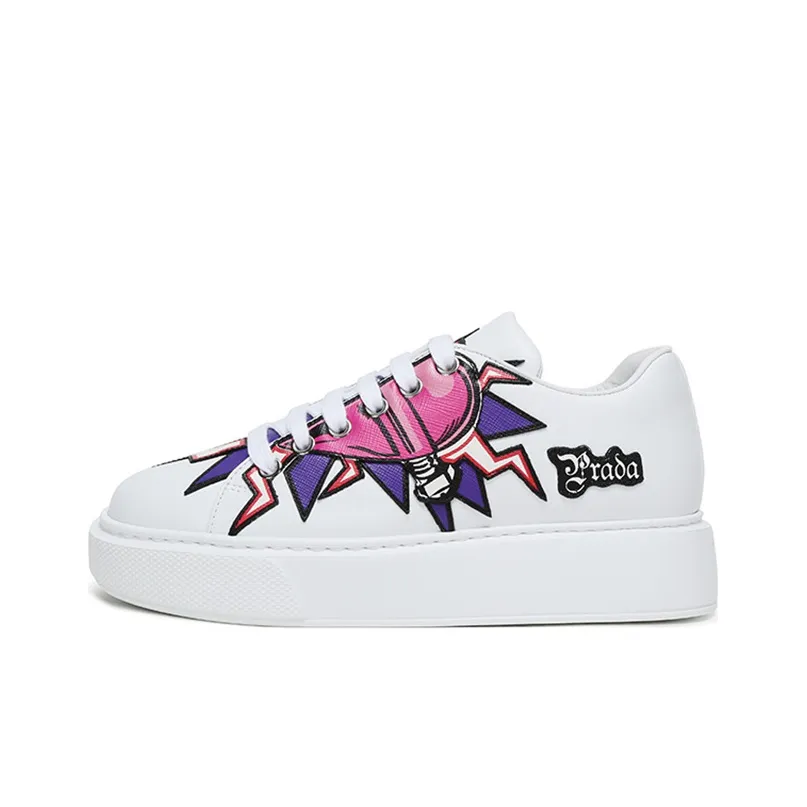 PRADA Graphic Heart Platform Sneakers 'White Multi Color' Women's