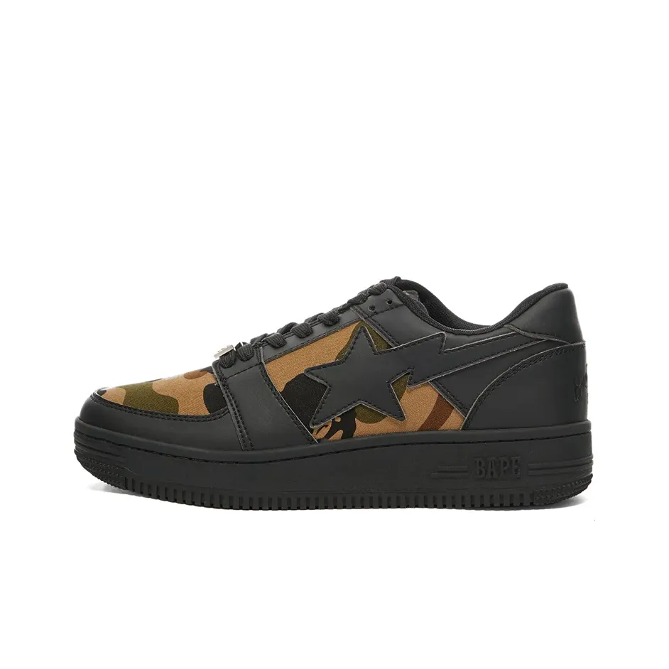 A BATHING APE BAPE STA Low M1 Low Топ Стильные Скейтбординги Мужской Черный Камуфляж