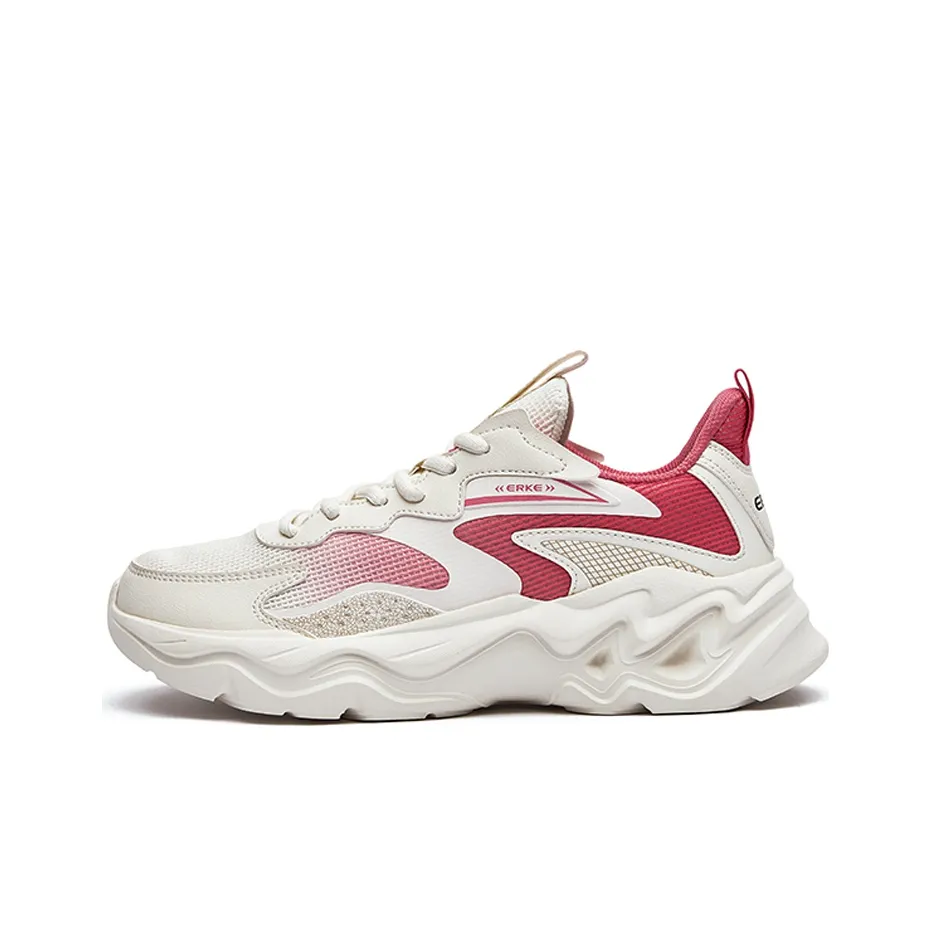 Erke Rosemary Low Top Running Shoes Women's White Pink