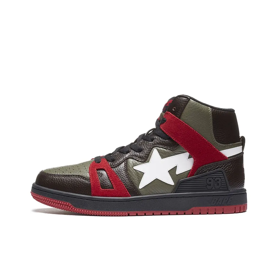 A BATHING APE STA 93 High Топ Стильные Скейтбординги Мужской Зеленый Коричневый