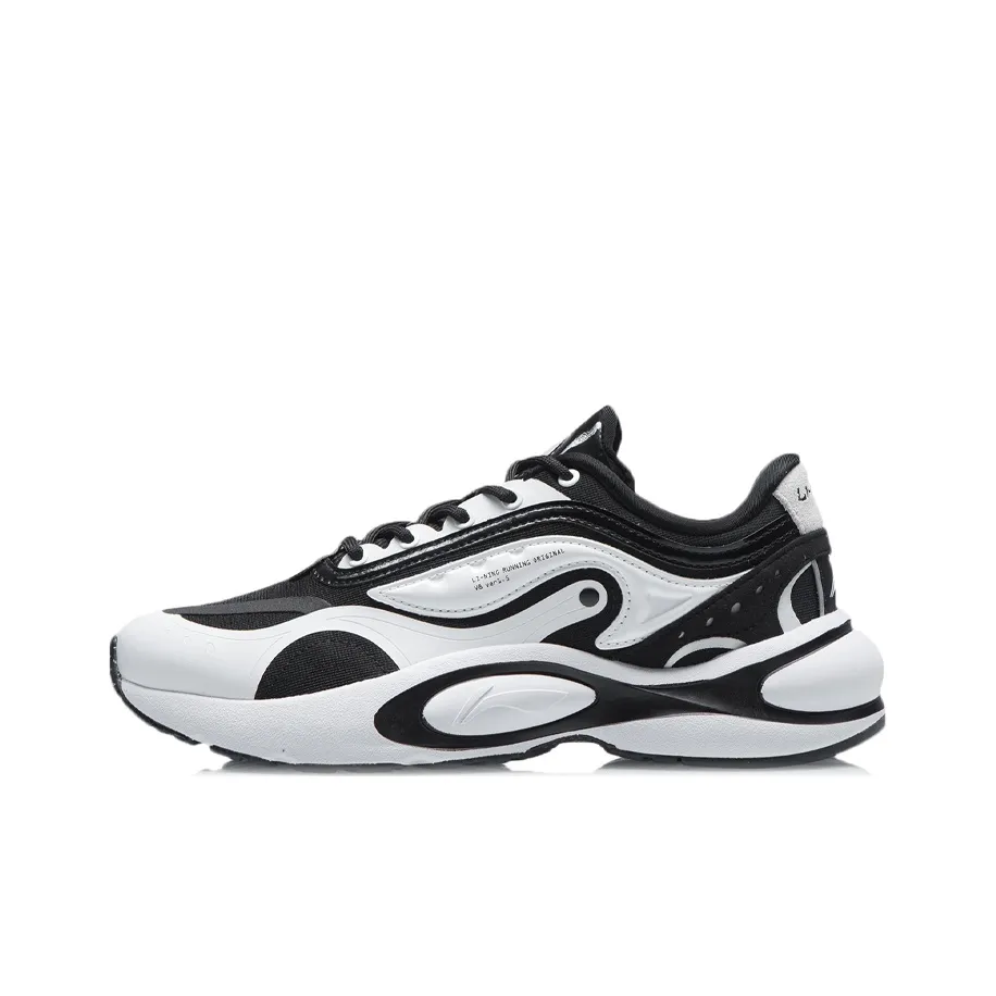LINING V8 Амортизация Поддержка Низкий Топ Беговые кроссовки Женские Черный Белый