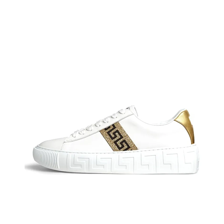VERSACE Greca Leather Sneaker White Gold Women's