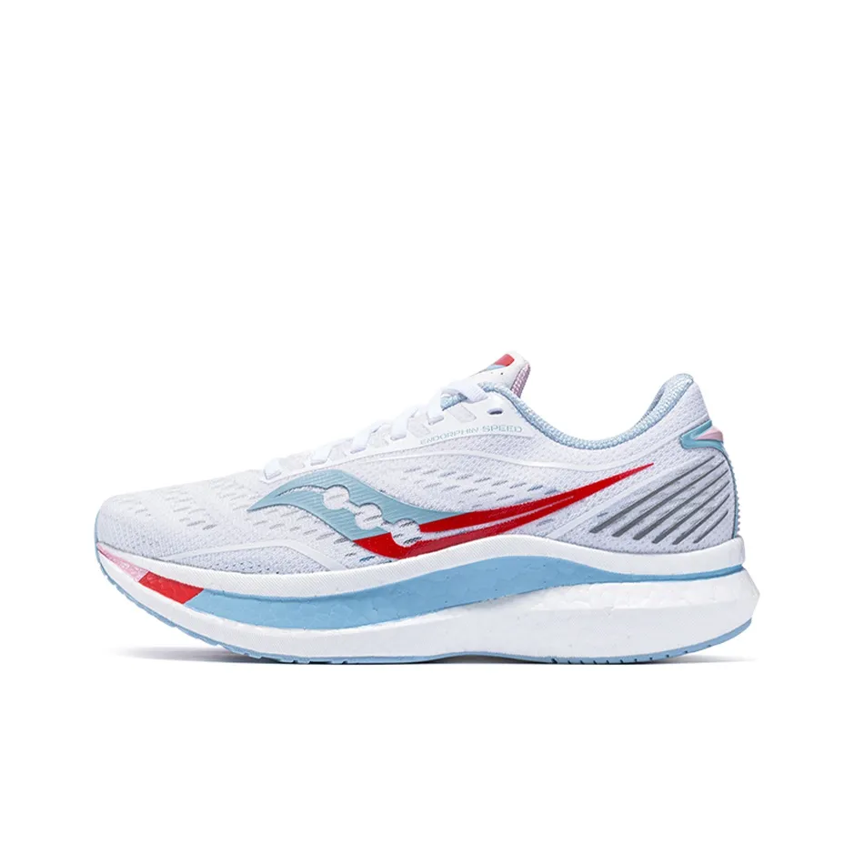 Saucony Endorphin Speed 1 Cushioning Anti Slip Wear Resistant Breathability Low Top Running Shoes Women's White Pink