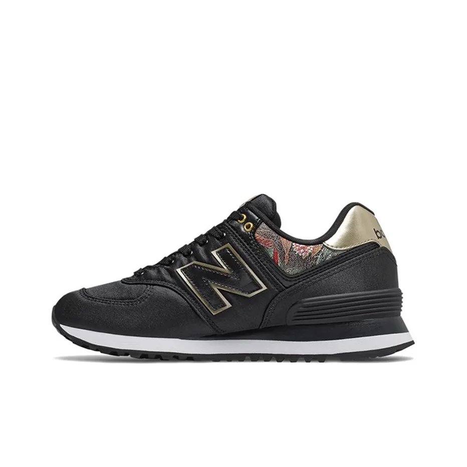 New Balance NB 574 Low Топ Марафон Беговые кроссовки Женские Черный Золотой