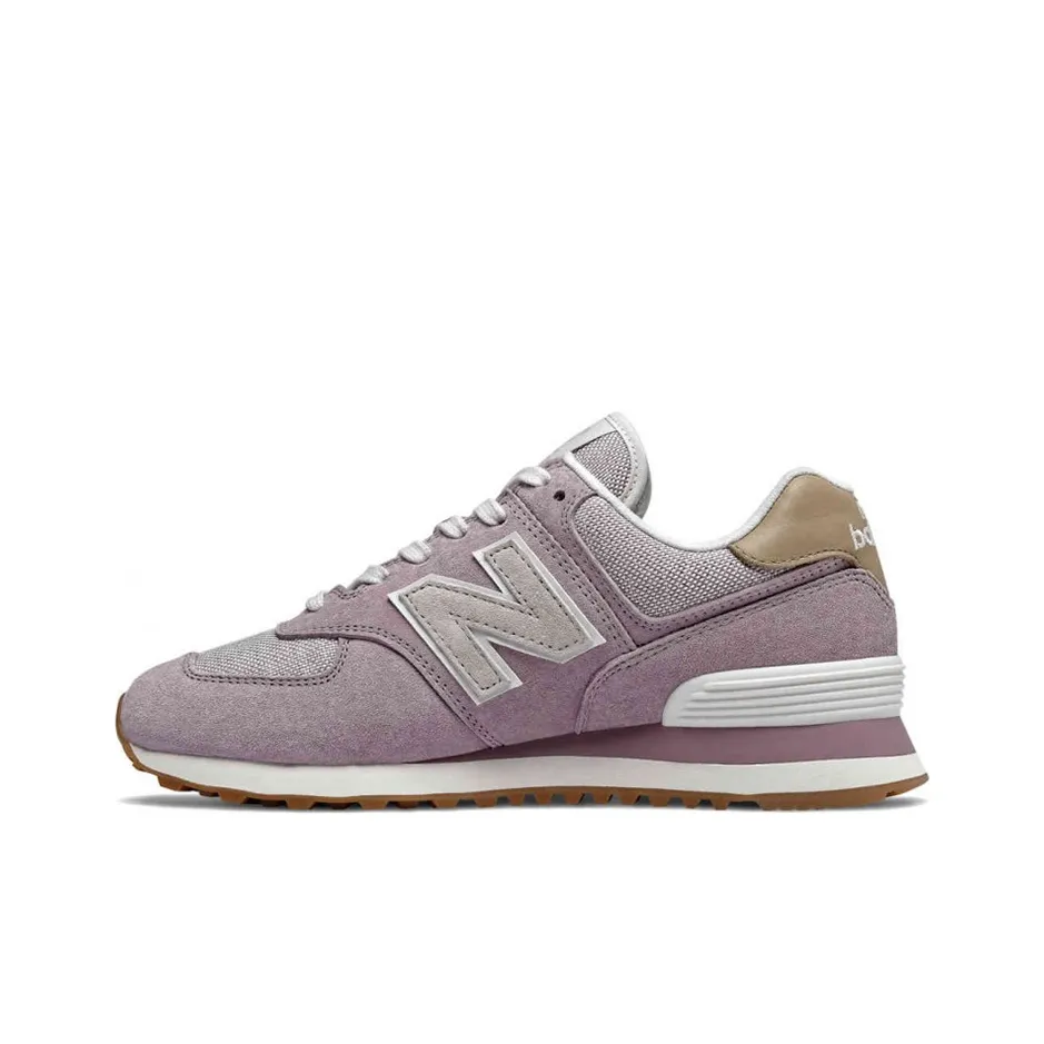 New Balance NB 574 Дышащий Легкий Устойчивый к истиранию Низкий Топ Повседневные Беговые кроссовки Женские Серый Белый