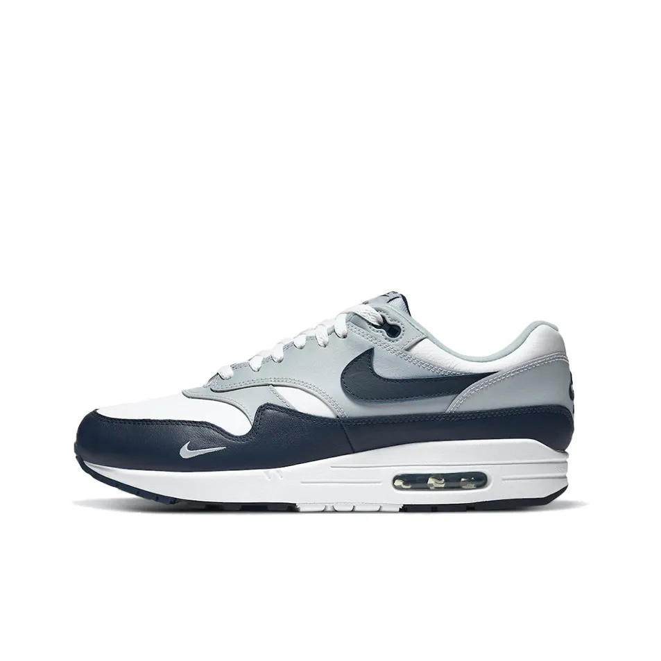 Nike Air Max 1 Running Shoes Unisex Low Top White/Gray/Black/Blue
