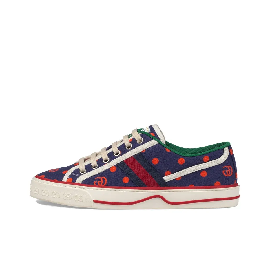 GUCCI Tennis 1977 Stylish Skateboarding Shoes Women's Blue Red