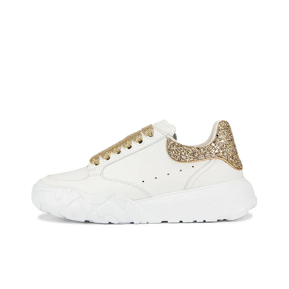 Alexander McQueen Court Trainer Non slip Lightweight Low Top Casual Shoes Women's White Gold