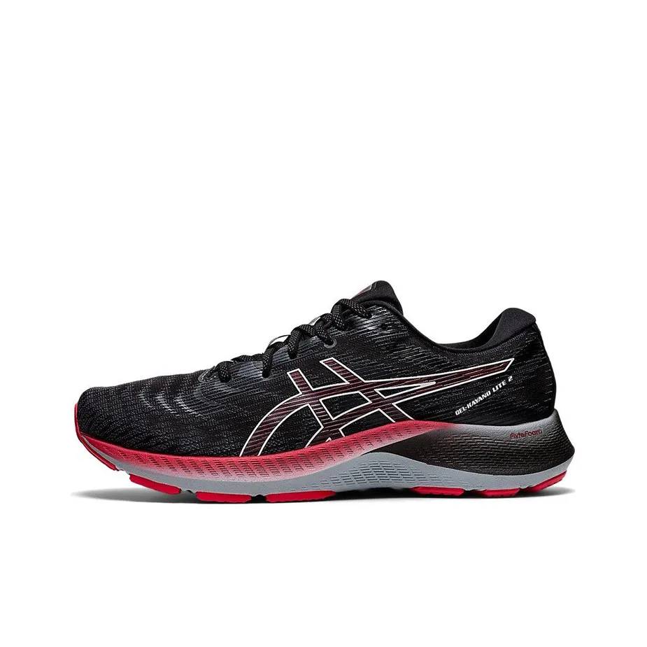 Asics Gel Kayano Lite 2 Low Топ Беговые кроссовки Мужские Черные Красные
