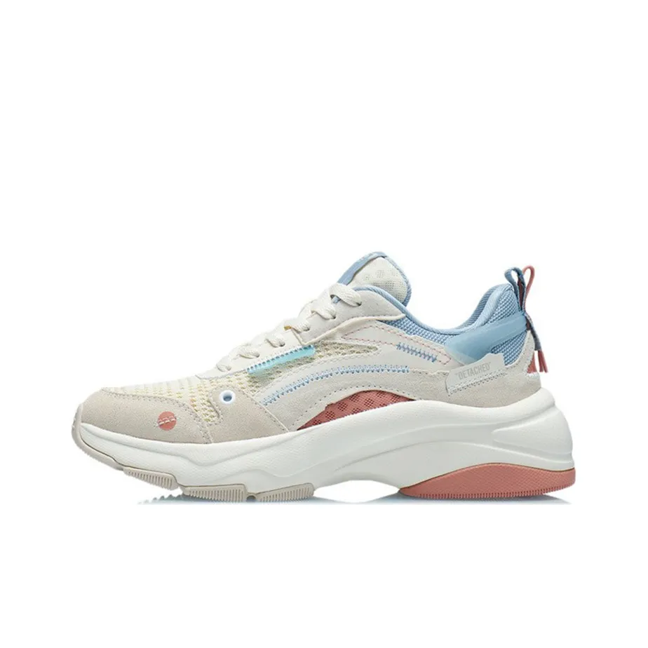 LiNing Durable Breathable Low Top Casual Shoes Women's Light Gray Pink