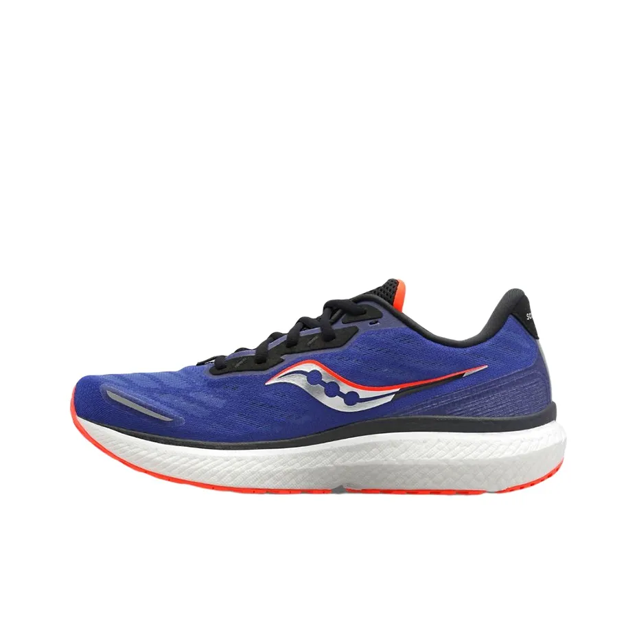 Saucony Triumph 19 Cushioning Anti Slip And Wear Resistant Low Top Marathon Running Shoes Men's Blue White ·