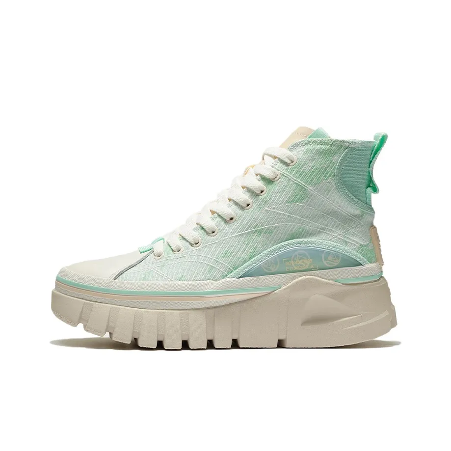 LiNing Anti Slip Wear Resistant High Top Casual Shoes Women's Radiant Blue