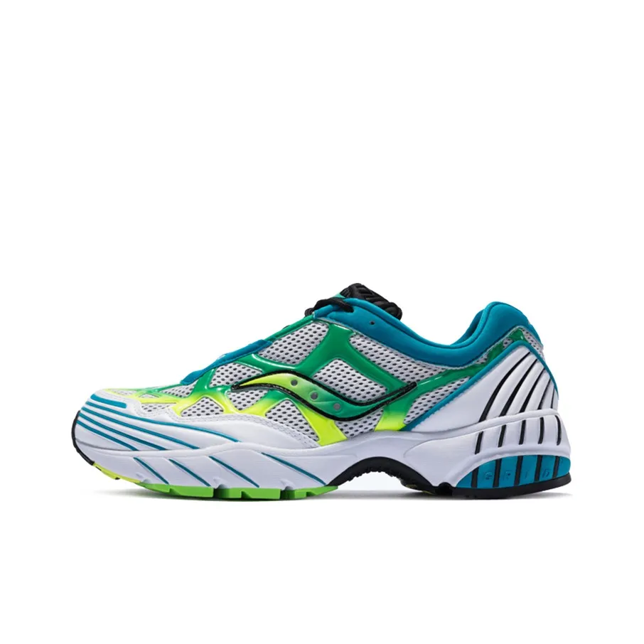 Saucony Grid Web Износостойкий Дышащий Поддерживающий Низкий Топ Беговые кроссовки Мужские Синий Зеленый