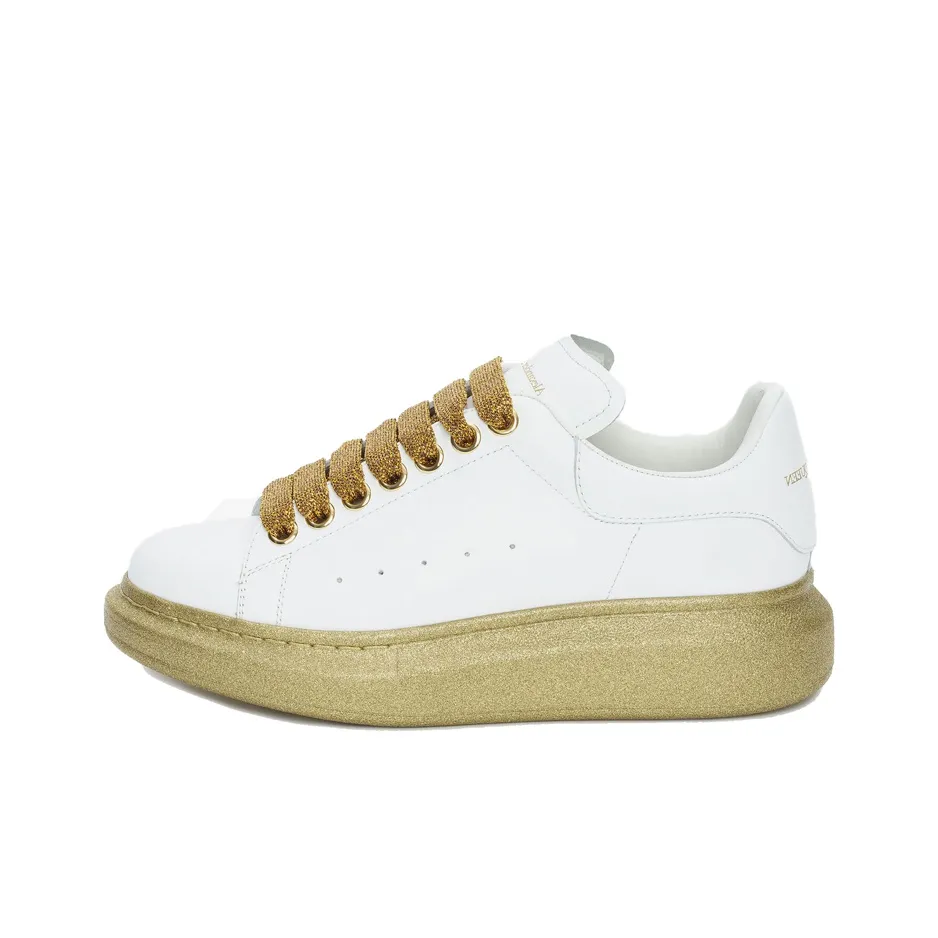 Alexander McQueen Низкий Топ Стильные Скейтбординги Женские Белые Золотые