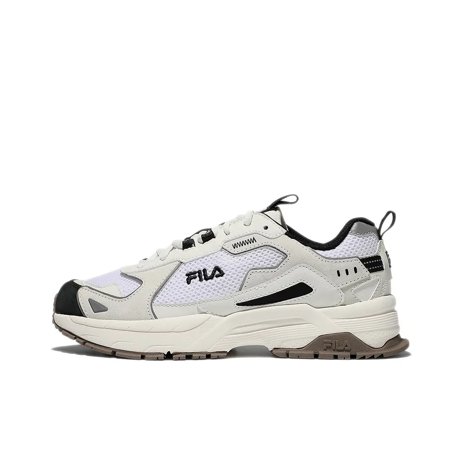 FILA Low Top Casual Running Shoes Unisex White And Black Coffee Korean Style