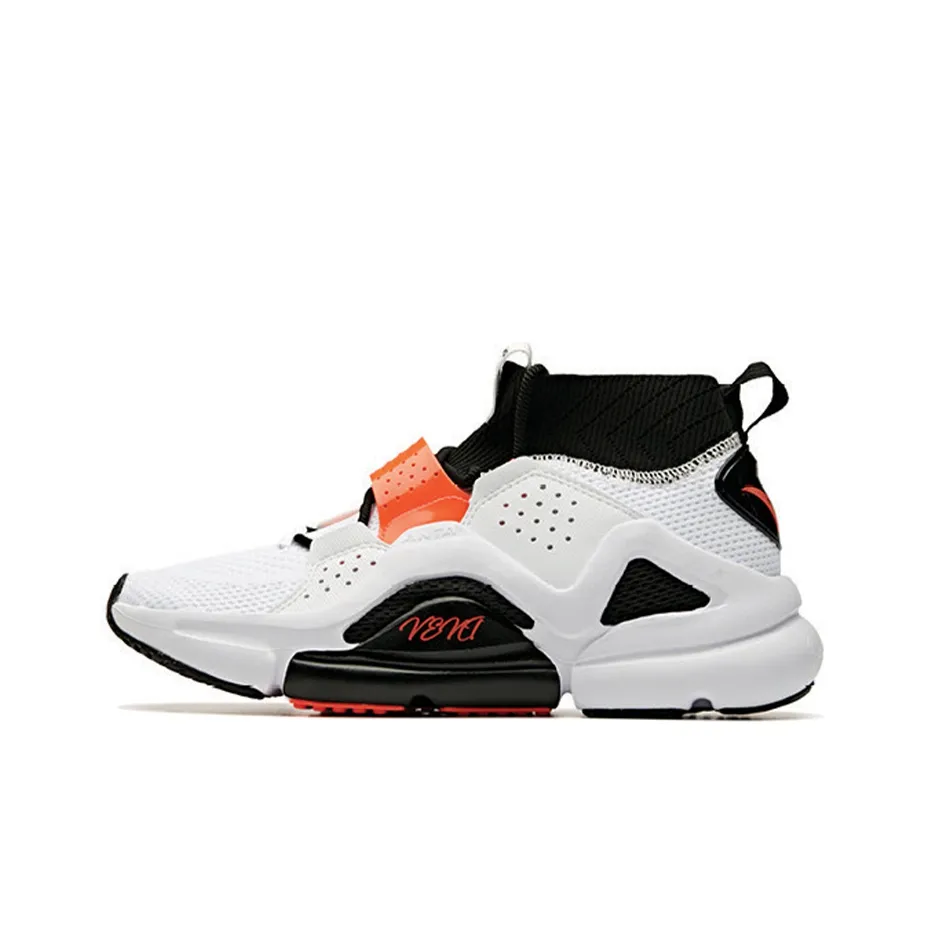 Anta Cushioned Slip-Resistant Abrasion-Resistant Breathable High-Top Running Shoes Men's White Black Red