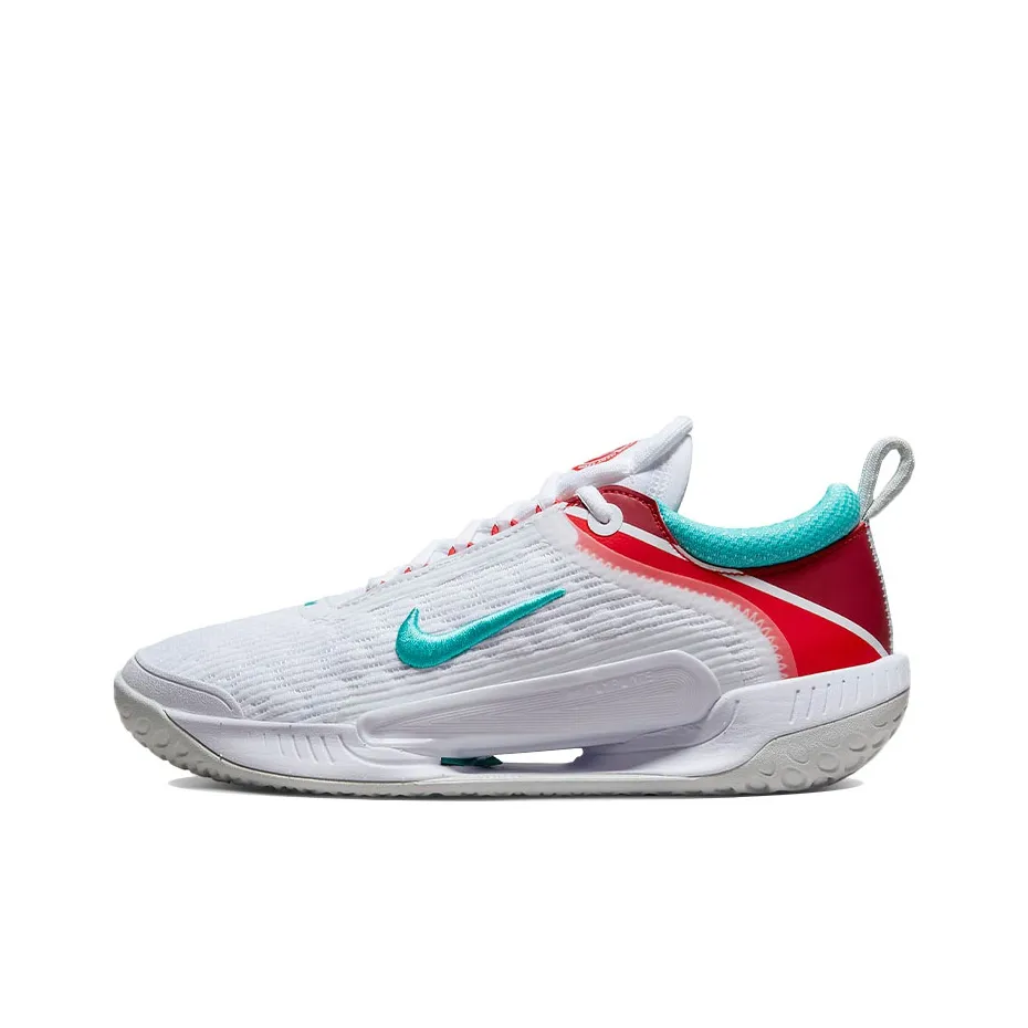 Nike Court Zoom Nxt Hc White Light Silver Habanero Red Washed Teal Women's