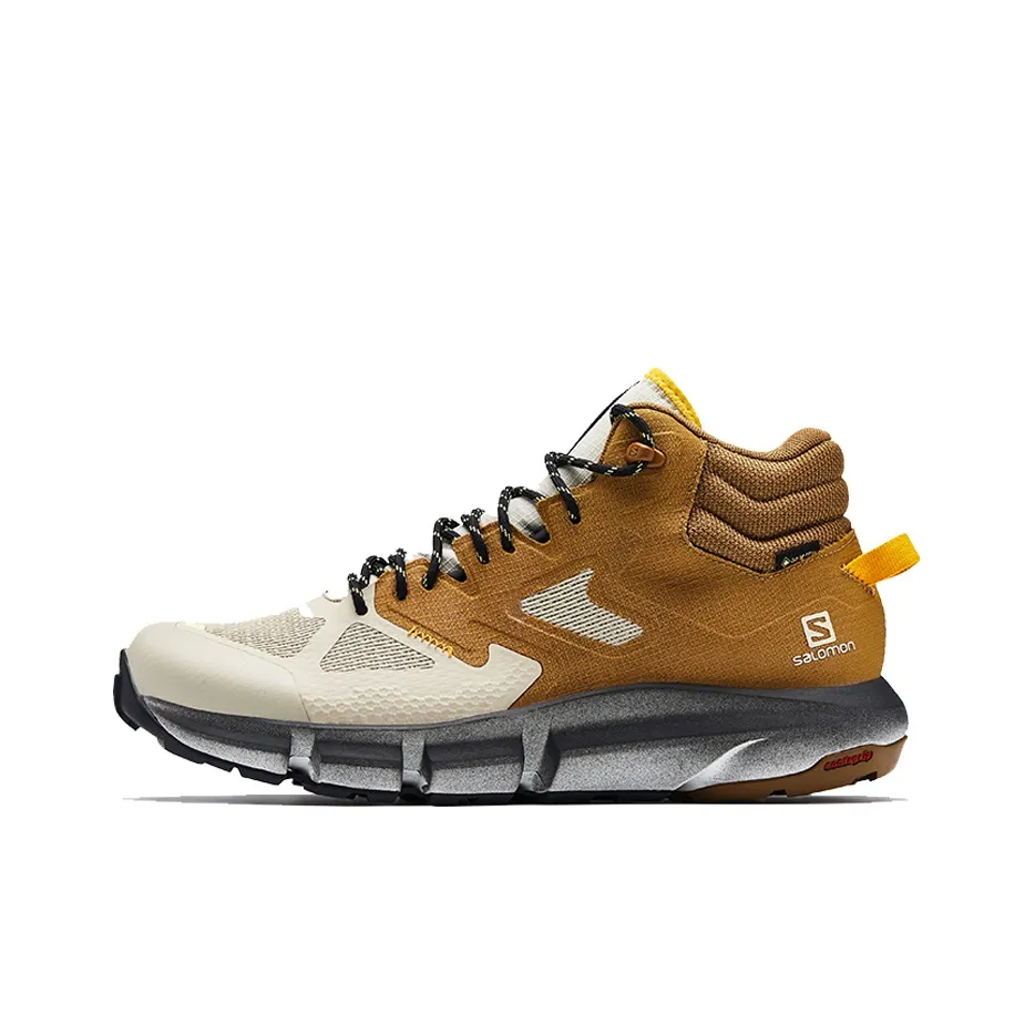 SALOMON Predict Hike Шокабсорберы Противоскользящие Устойчивые к истиранию MID Топ Альпинистская Обувь Утонувший Чай Желтый