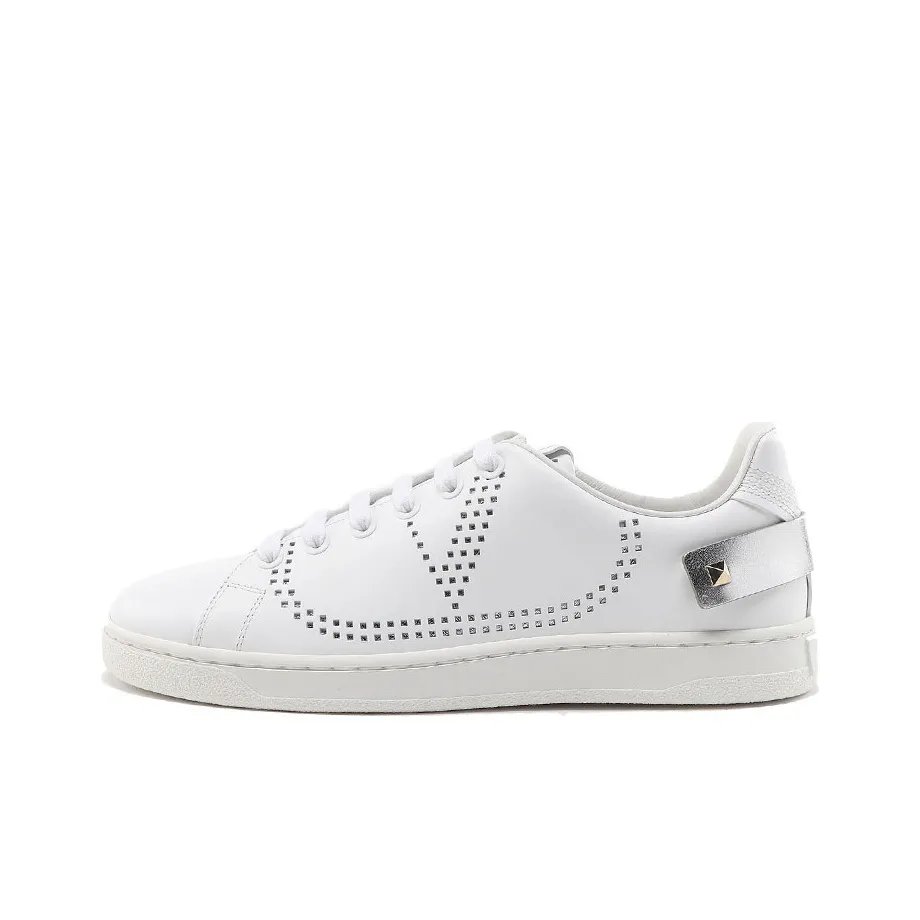 Valentino Garavani Low Top Skateboard Shoes Women's White Silver