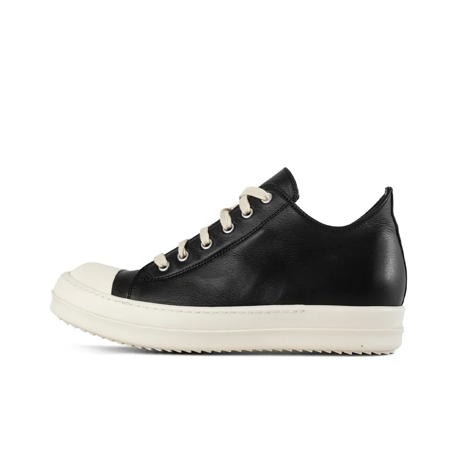 RICK OWENS/RO Leather Low Sneakers Low Top Stylish Skateboarding Shoes Men's Black