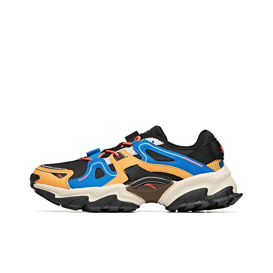 Anta Cushioning Anti Slip Wear Resistant Breathability Low Top Outdoor Shoes Men's Black Yellow Blue