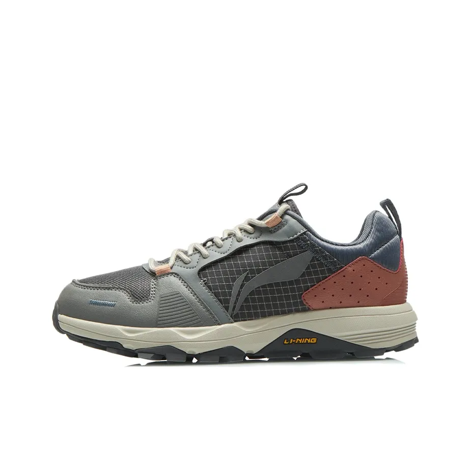 LiNing Slip-Resistant Cushioning Wear-Resistant Low-Top Running Shoes Gray