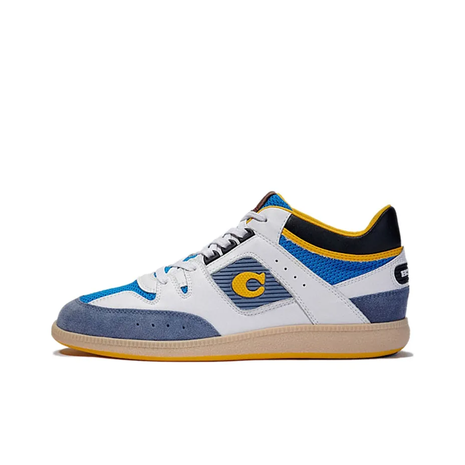 COACH Low Top Stylish Skateboarding Shoes Men's White Blue