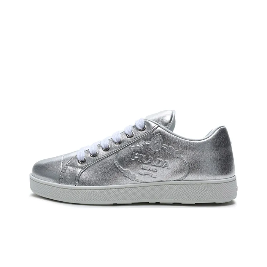 PRADA Low Top Skateboard Shoes Women's Silver