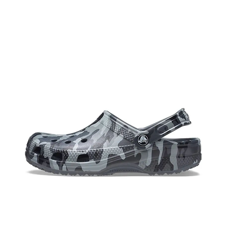 Crocs Beach Sandals Gray Camouflage Unisex