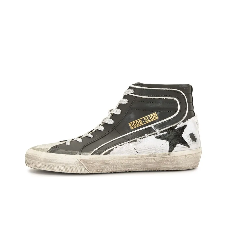 Golden Goose Slide Skateboard Shoes Men's High Top Black/White