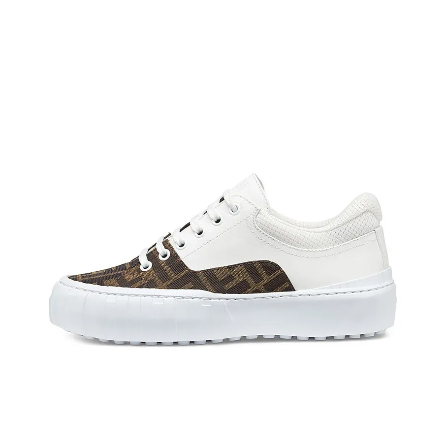 FENDI Force Low Top Stylish Skateboarding Shoes Women's White Brown
