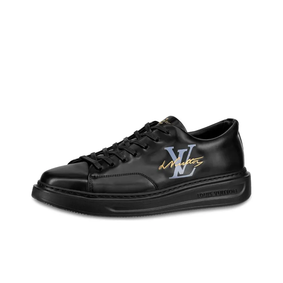 LOUIS VUITTON Beverly Hills Low Top Skateboard Shoes Men's Black