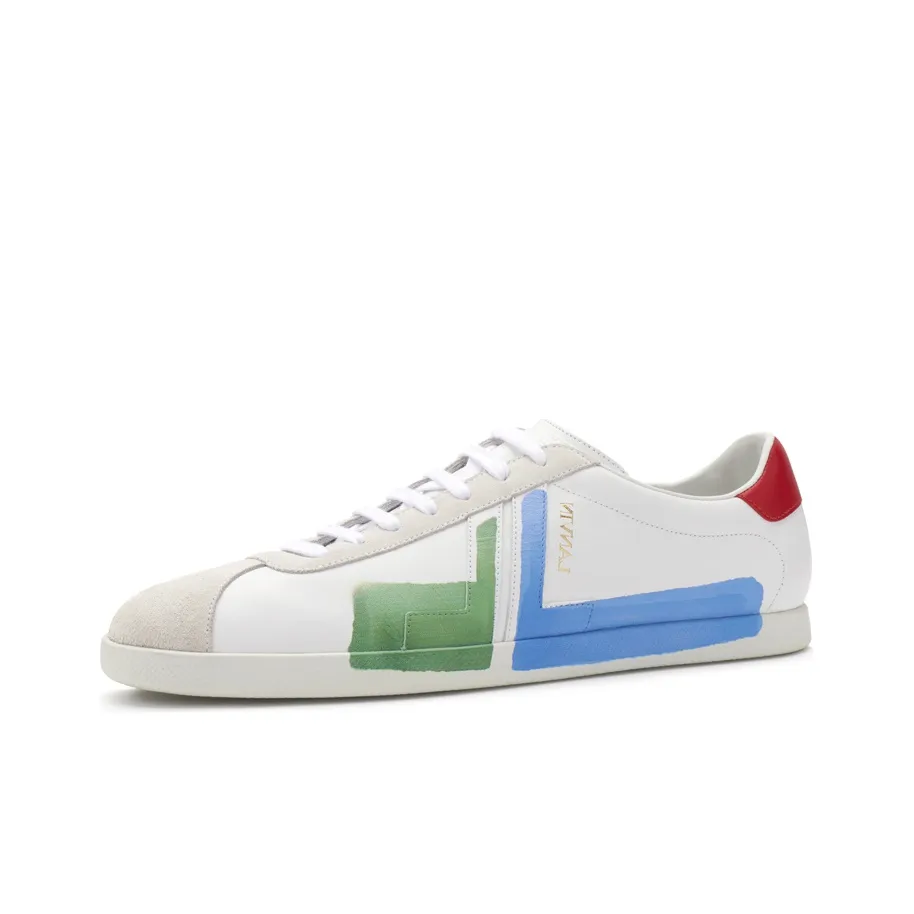Lanvin Glen Calfskin Leather Low Top Stylish Skateboarding Shoes Men's White