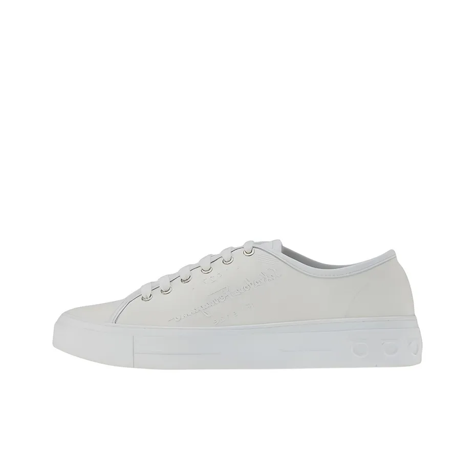 FERRAGAMO Low Top Stylish Skateboarding Shoes Men's White