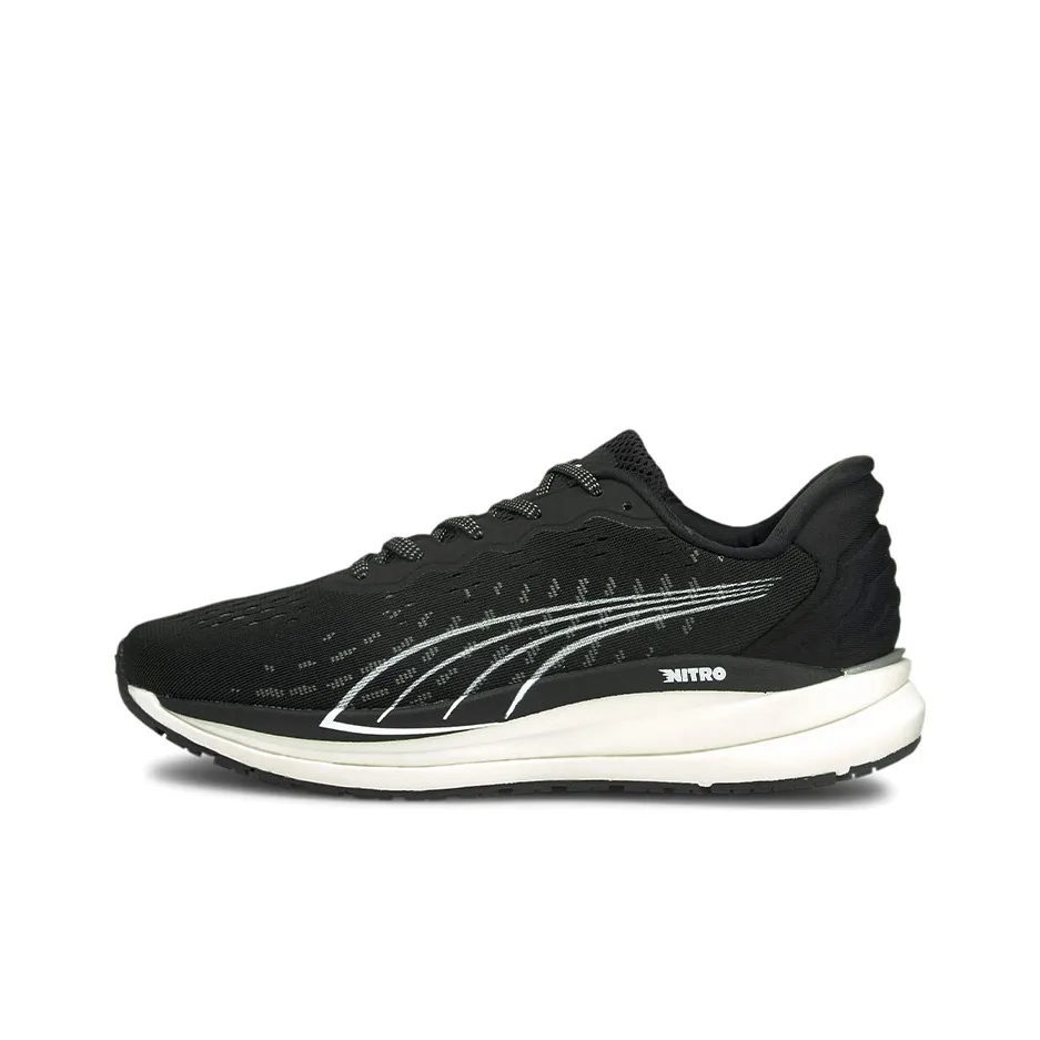 PUMA Shock Absorbers Slip-Resistant Abrasion-Resistant Lightweight Low-Top Беговые кроссовки Женские Черный Белый