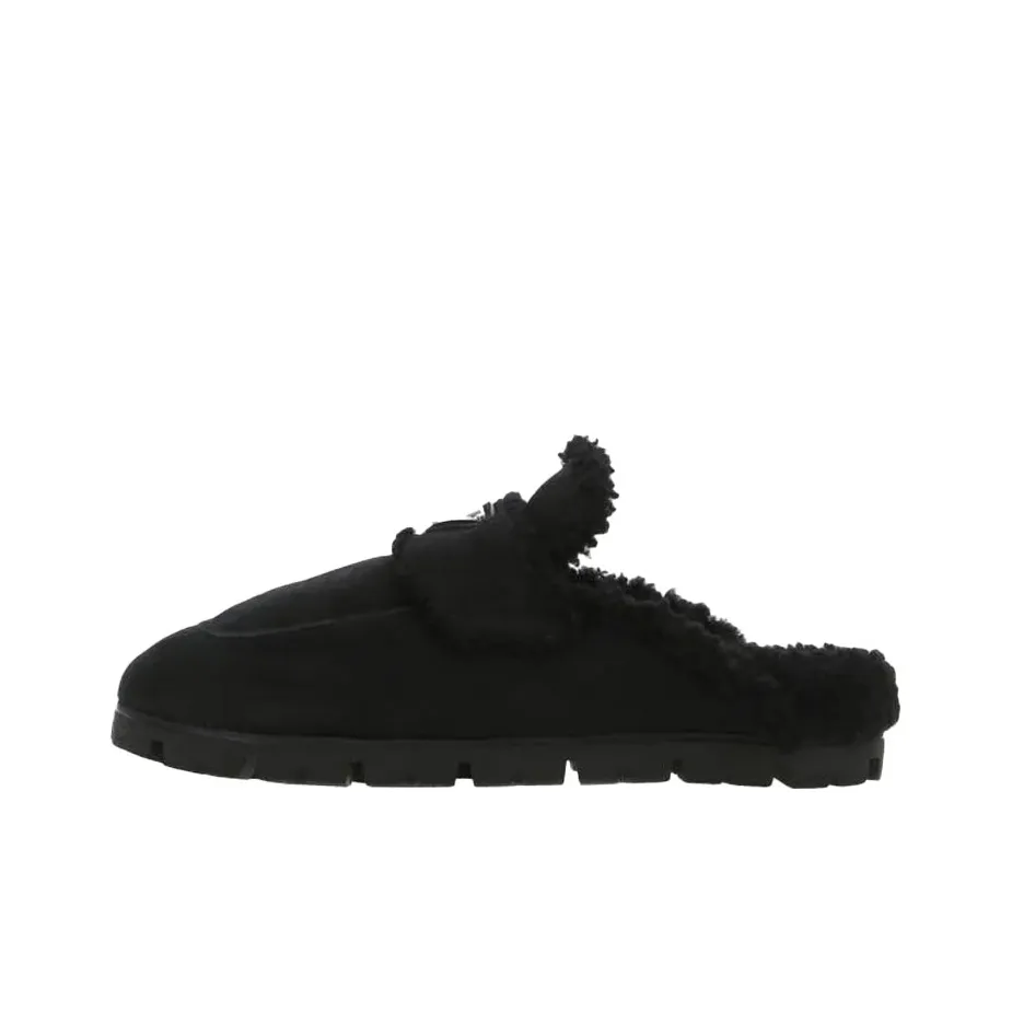 PRADA Triangle-logo Shearling Slippers