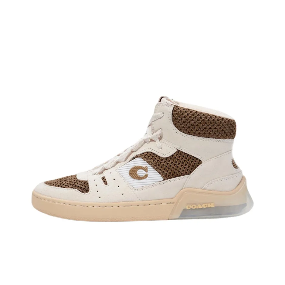 COACH High Top Stylish Skateboarding Shoes Men's Beige